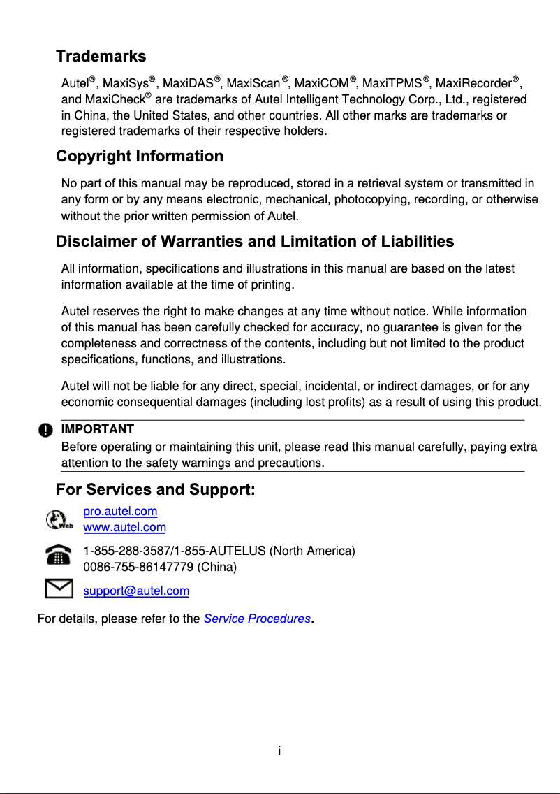 Page 1 de la notice Manuel utilisateur Autel MaxiCOM MK908 Pro II