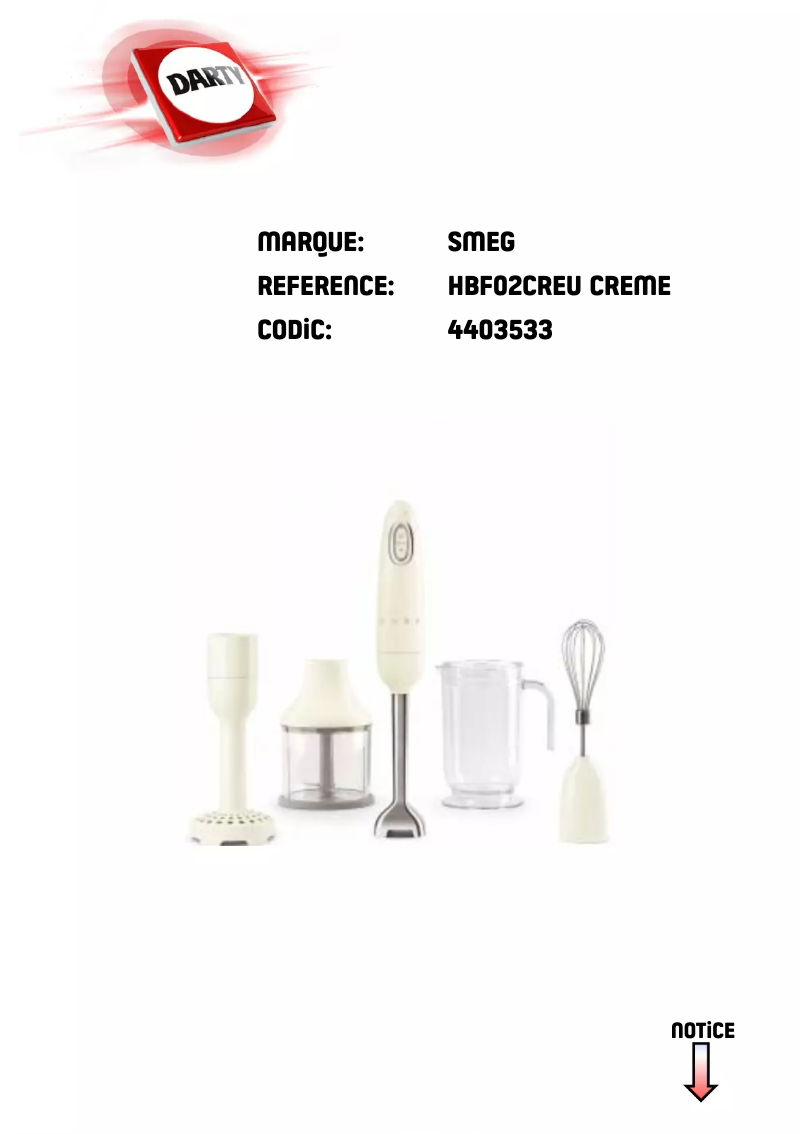 Page 1 de la notice Manuel utilisateur Smeg HBF02