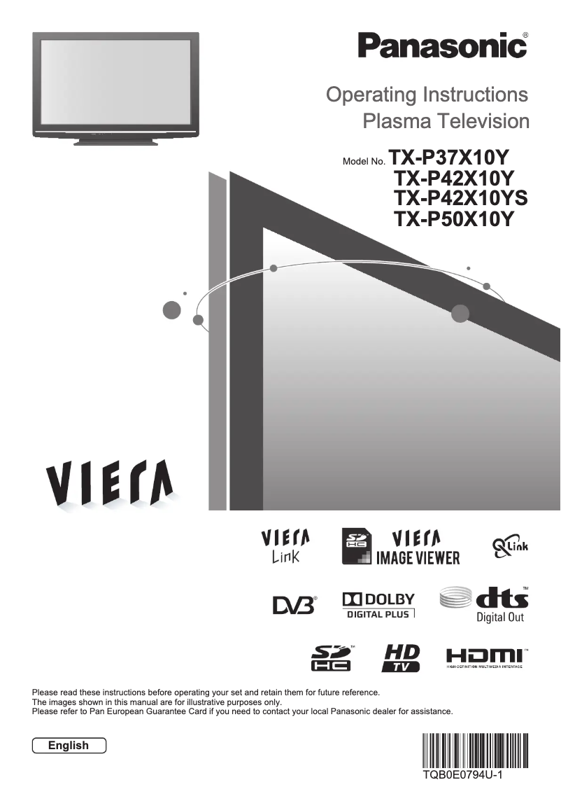 Página 1 del manual Manual de usuario Panasonic TX-P50X10Y