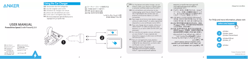 Page 1 de la notice Manuel utilisateur Anker PowerDrive Speed 2