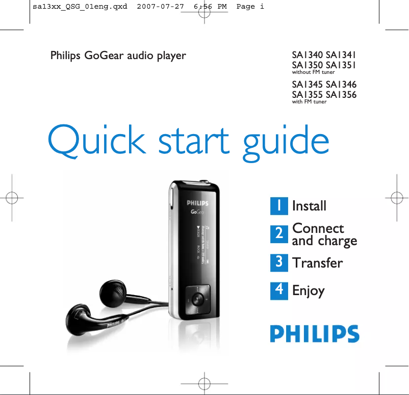 Página 1 del manual Guía de inicio rápido Philips GoGear SA1356