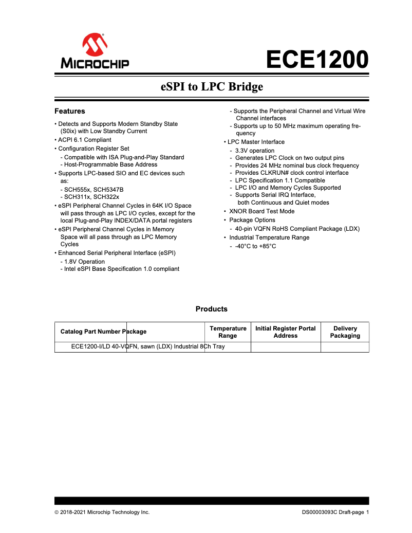 Page 1 de la notice Manuel utilisateur Microchip ECE1200