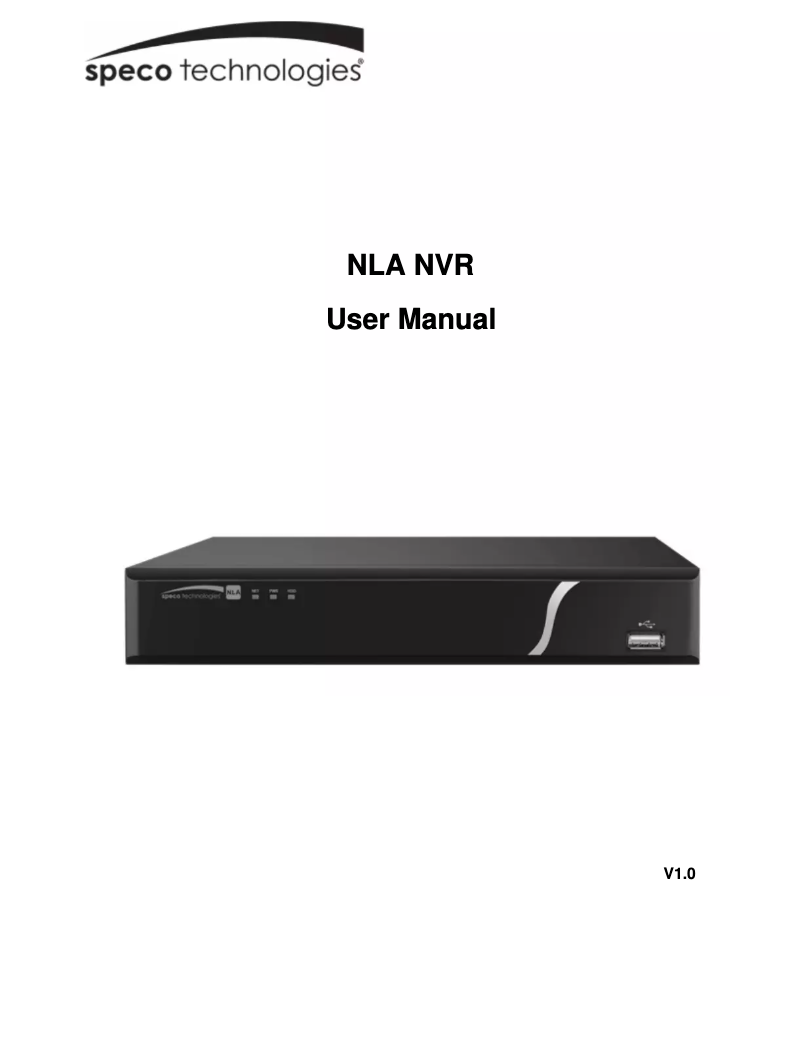 Page 1 de la notice Manuel utilisateur Speco Technologies N8NLA