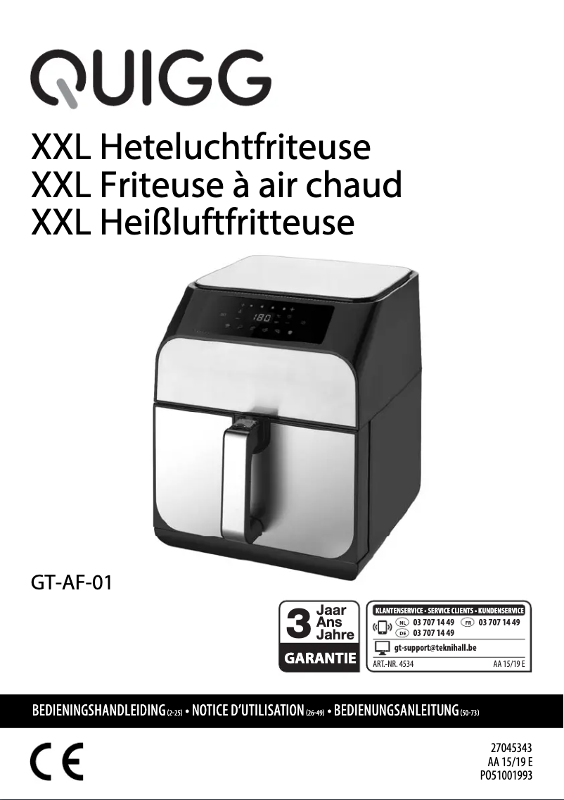 Page 1 de la notice Manuel utilisateur Quigg GT-AF-01