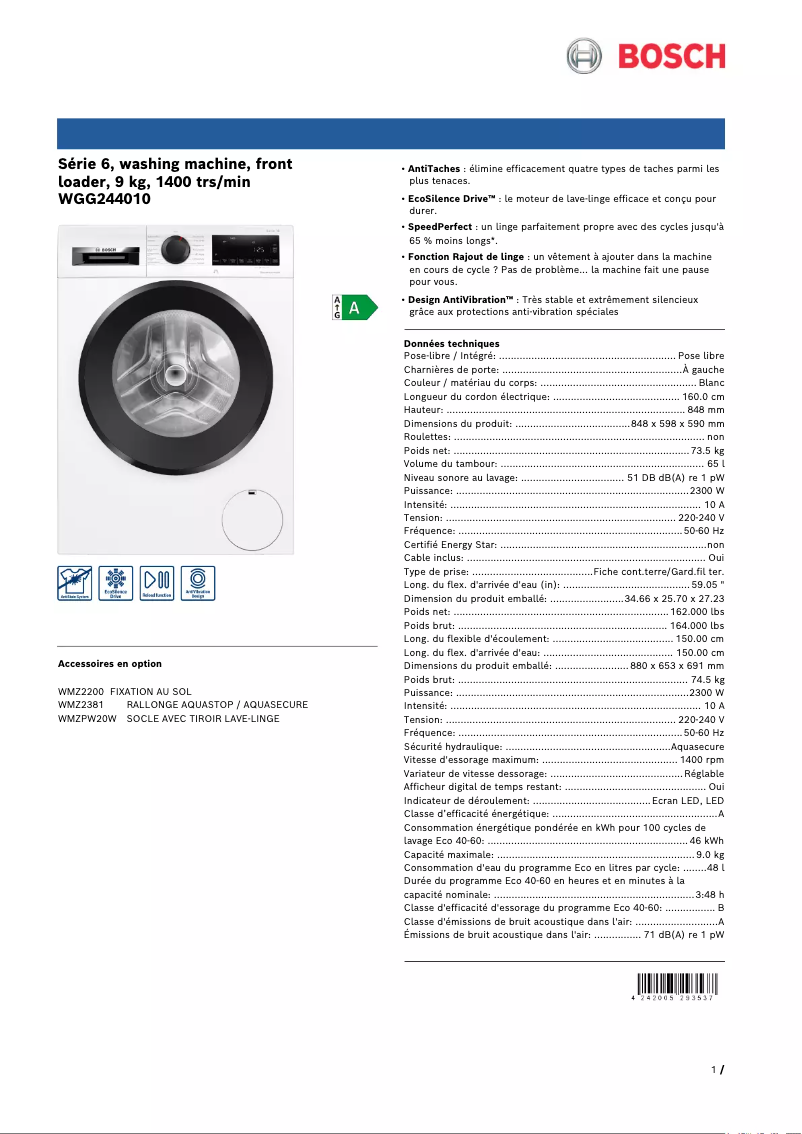 Imagen de la primera página del manual del dispositivo WGG244010