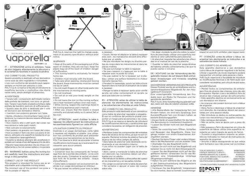 Página 1 del manual Manual de usuario Polti Vaporella Ironing Board