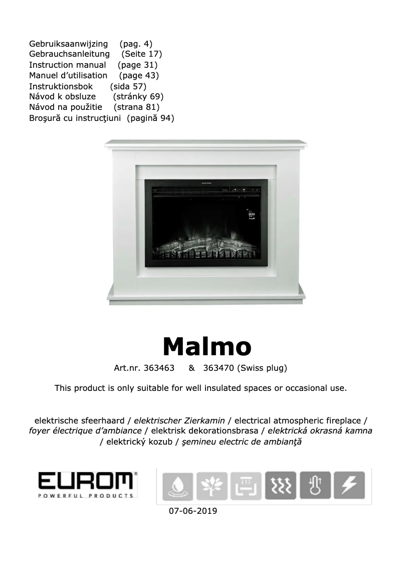 Page 1 de la notice Manuel utilisateur Eurom Malmo