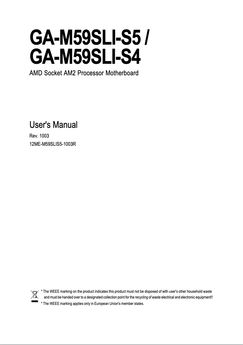 Page 1 de la notice Manuel utilisateur Gigabyte GA-M59SLI-S4