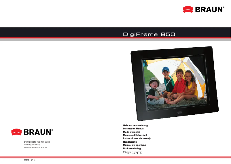 Page 1 de la notice Manuel utilisateur Braun DigiFrame 850