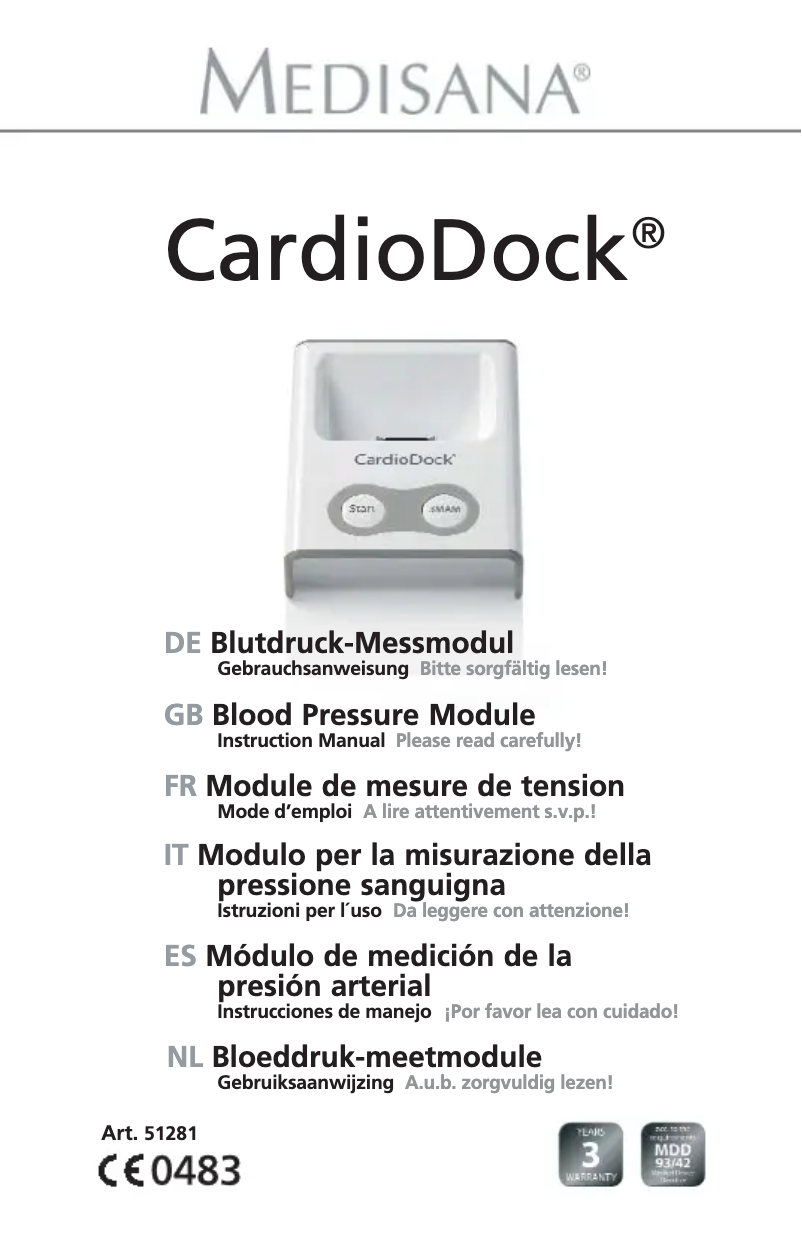 Página 1 del manual Manual de usuario Medisana 51281 CardioDock