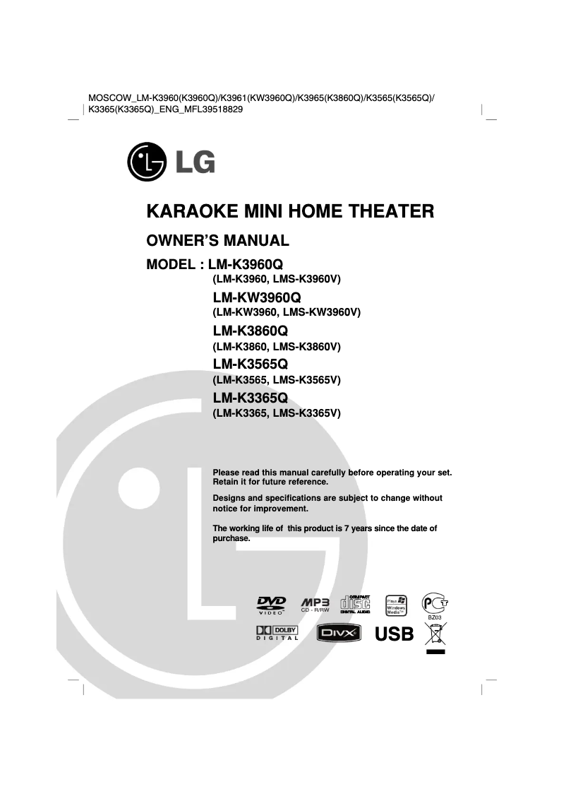 Page n°1 - Manuel utilisateur LG LM-K3565Q