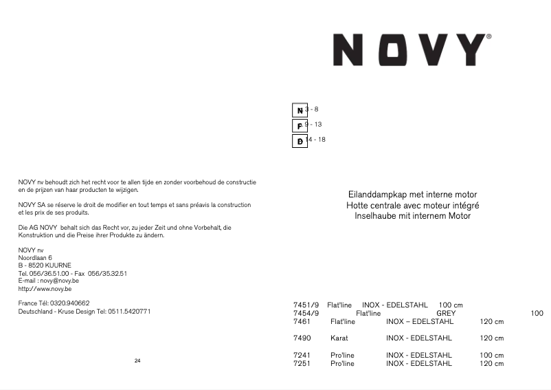 Page 1 de la notice Manuel utilisateur Novy Flat'Line 7465