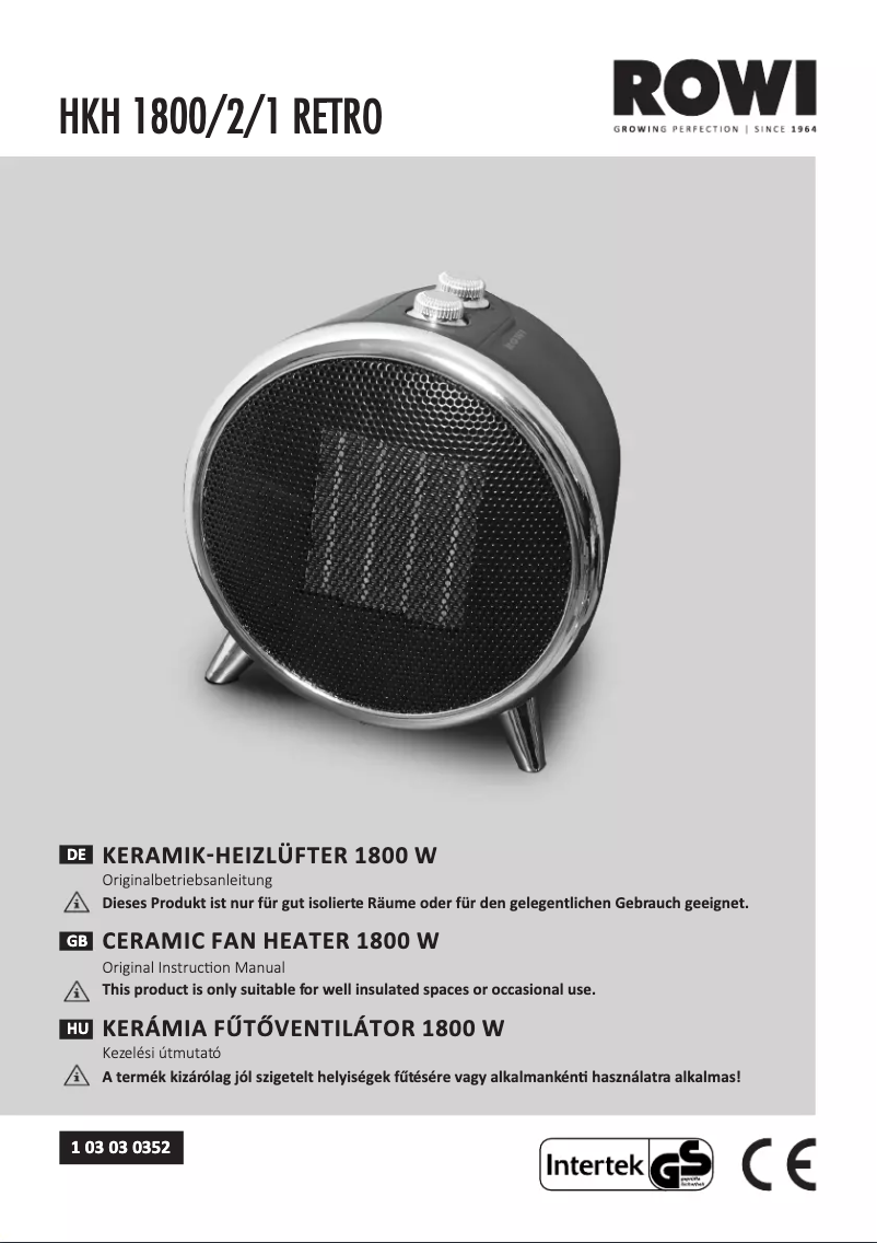 Page 1 de la notice Manuel utilisateur Rowi HKH 1800/2/1 Retro