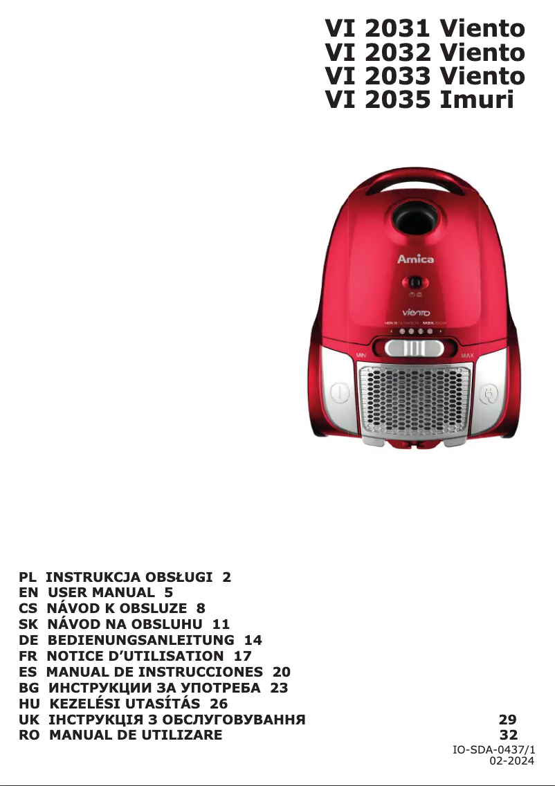 Page n°1 - Manuel utilisateur Amica VI 2035 Imuri