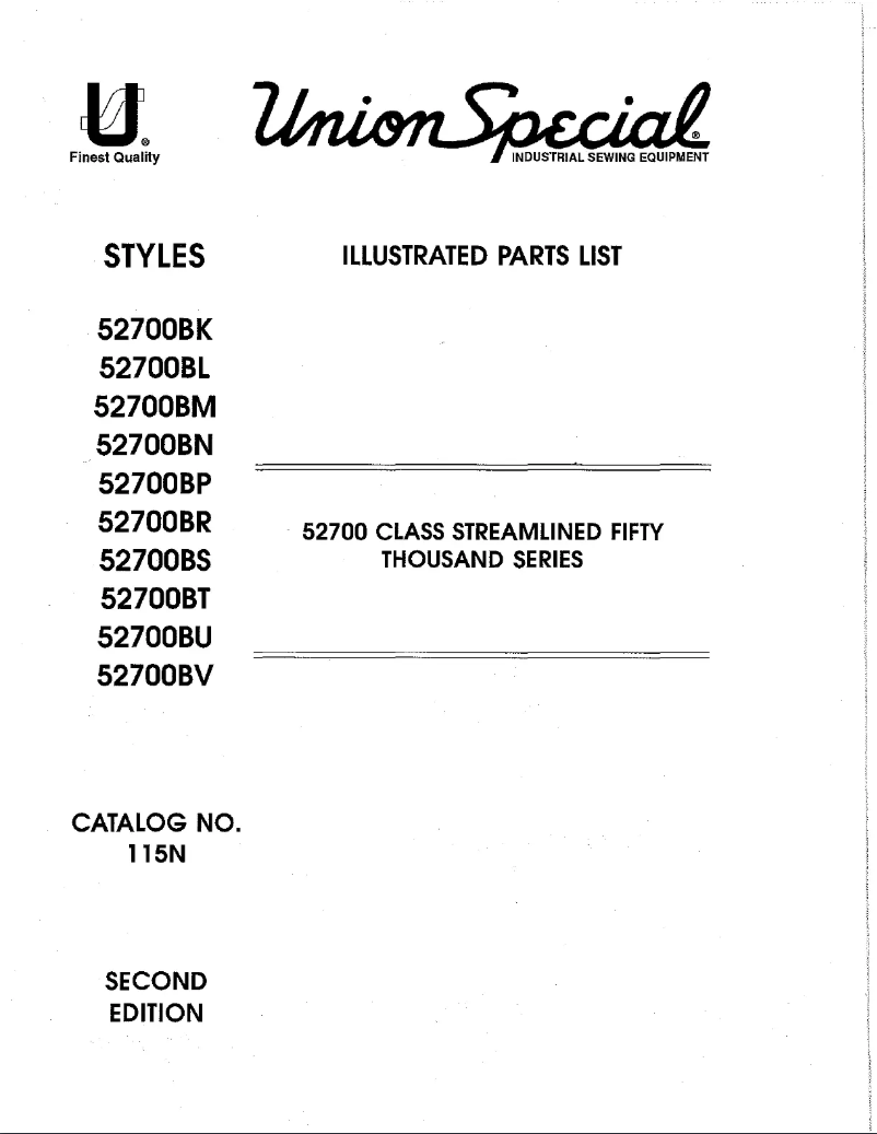 Page n°1 - Manuel utilisateur Union Special 52700BN