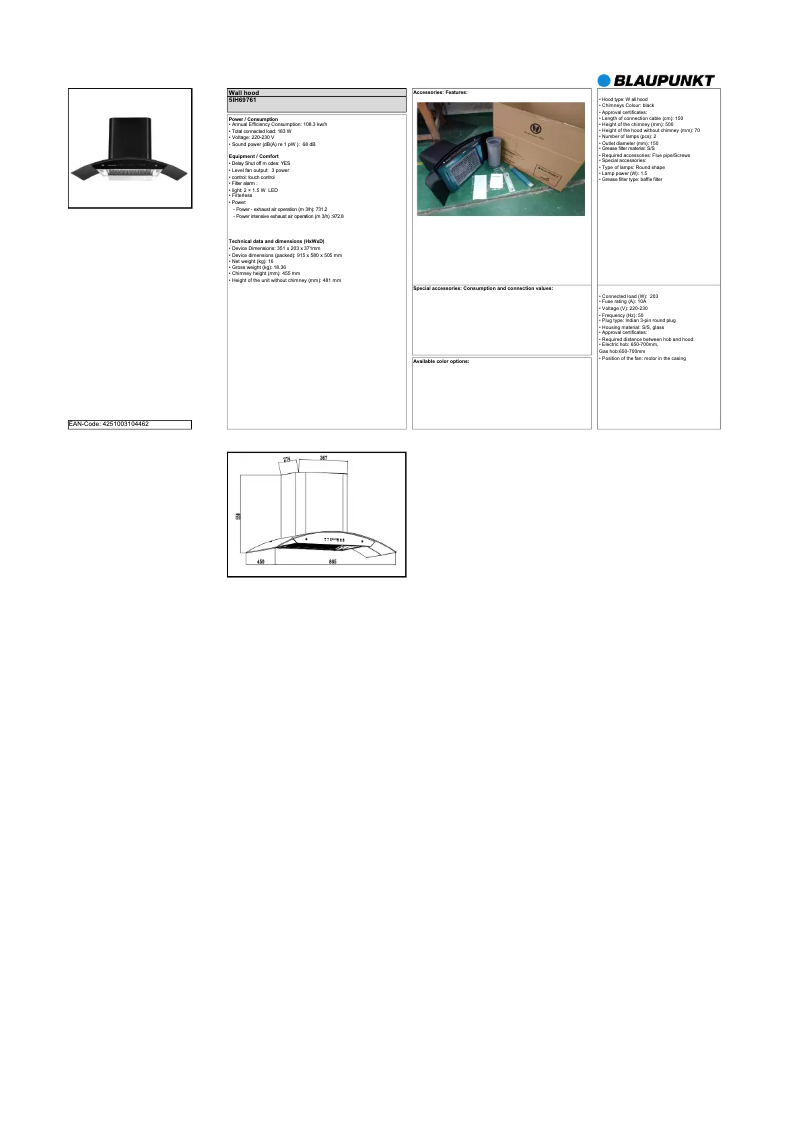 Page n°1 - Fiche technique Blaupunkt 5IH69761
