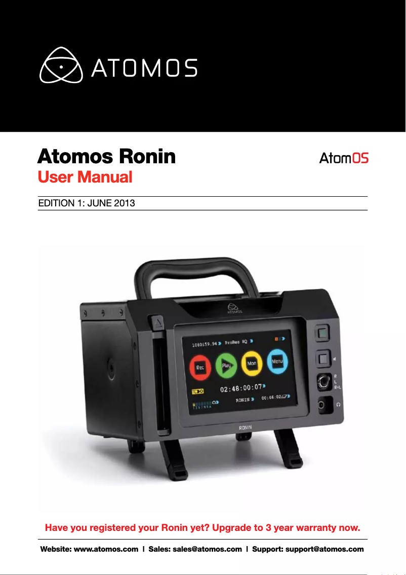 Page 1 de la notice Manuel utilisateur Atomos Ronin