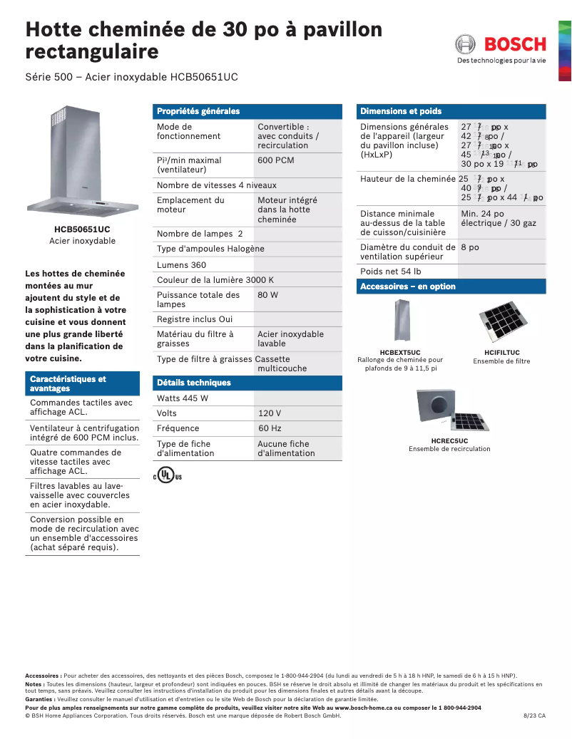 Image de la première page du manuel de l'appareil HCB50651UC