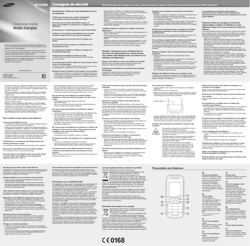 Image de la première page du manuel de l'appareil GT-C3350