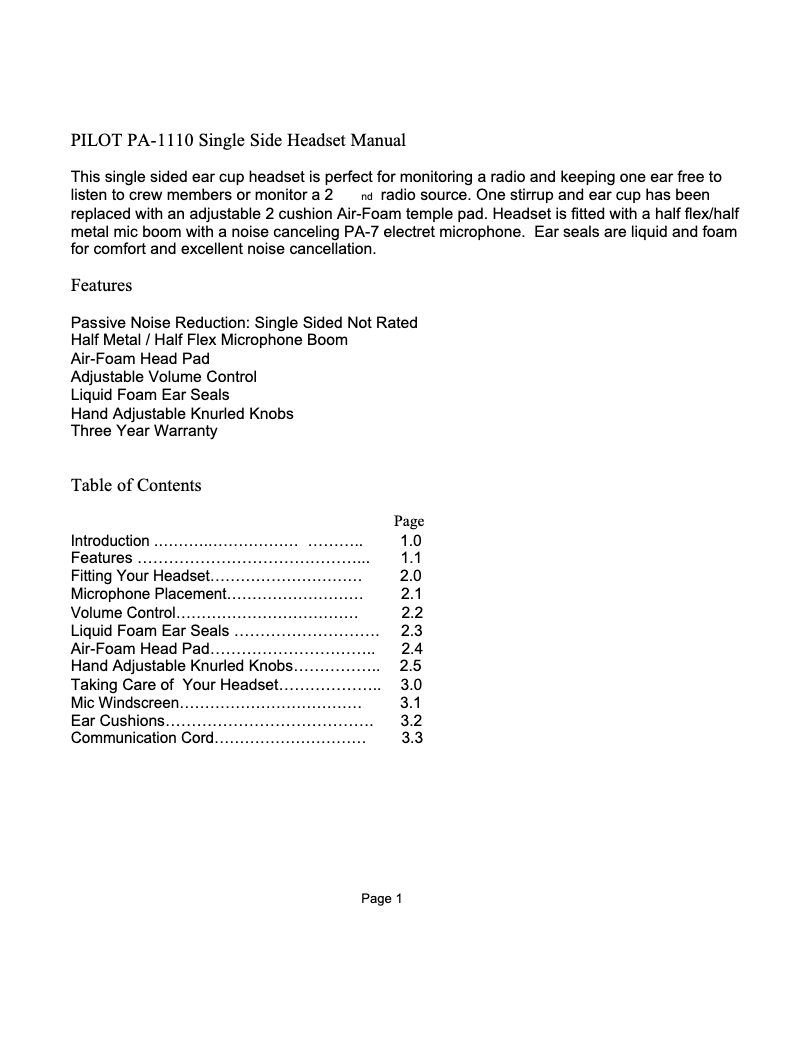 Image de la première page du manuel de l'appareil PA-1110H