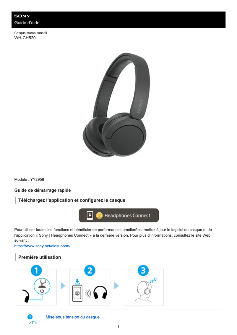 Image de la première page du manuel de l'appareil WH-CH520