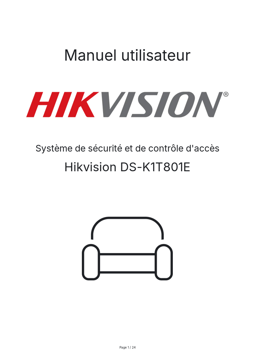 Page n°1 - Manuel utilisateur Hikvision DS-K1T801E