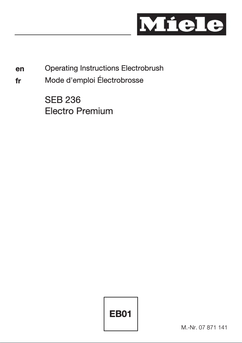 Page 1 de la notice Fiche technique Miele SEB 236