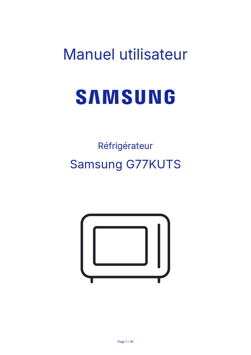 Page n°1 - Manuel utilisateur Samsung G77KUTS