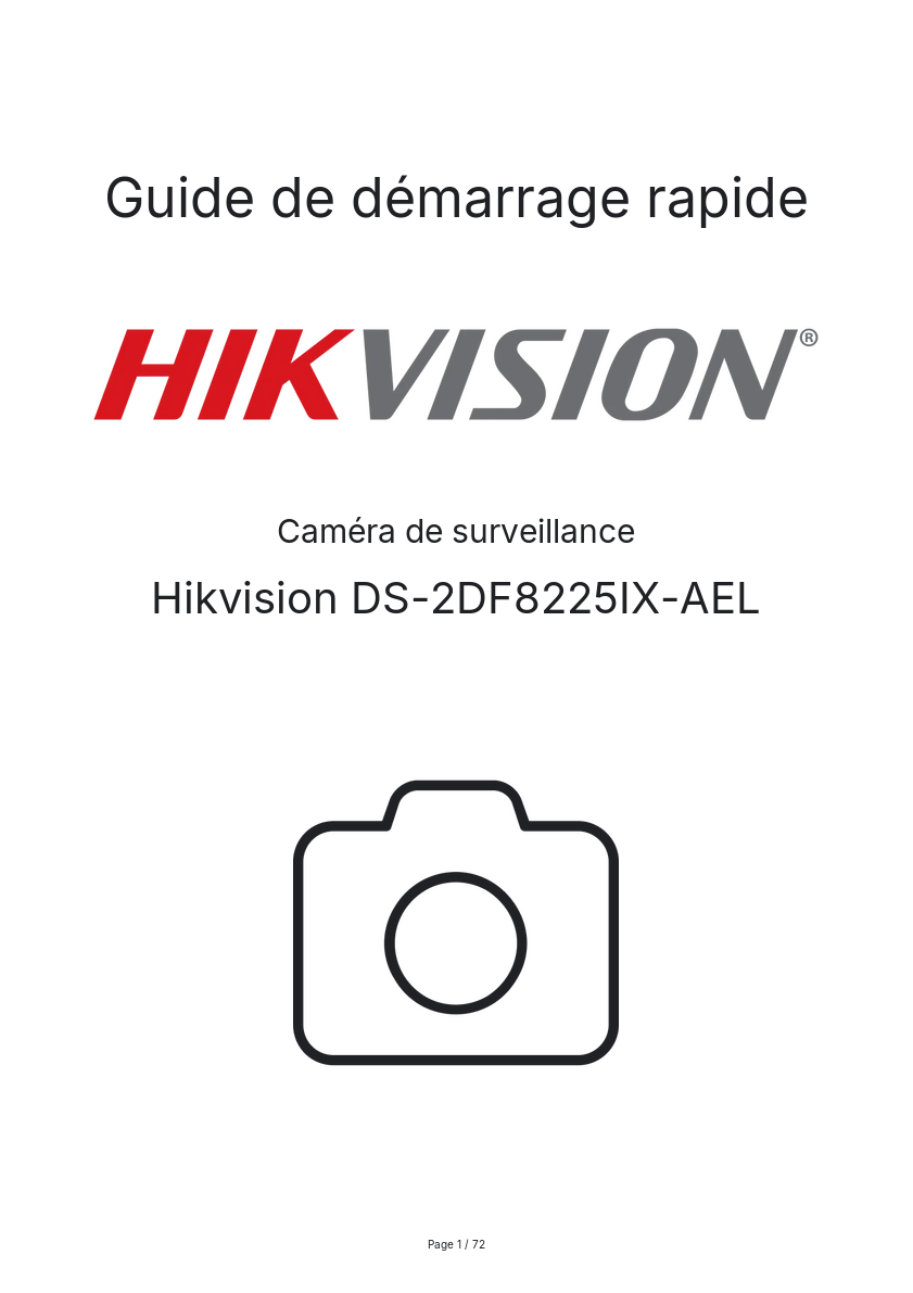 Image de la première page du manuel de l'appareil DS-2DF8225IX-AEL