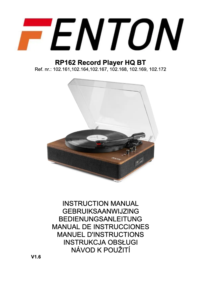 Page n°1 - Manuel utilisateur Fenton RP162D