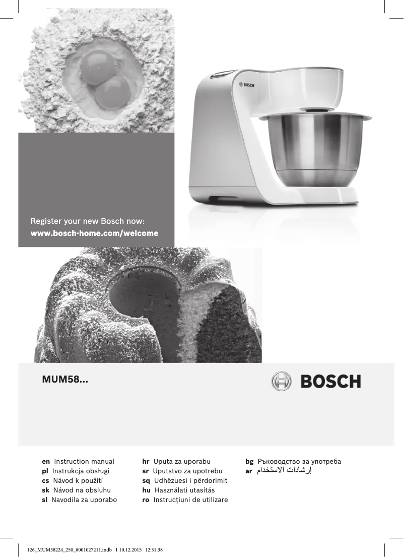 Page 1 de la notice Manuel utilisateur Bosch MUM58224