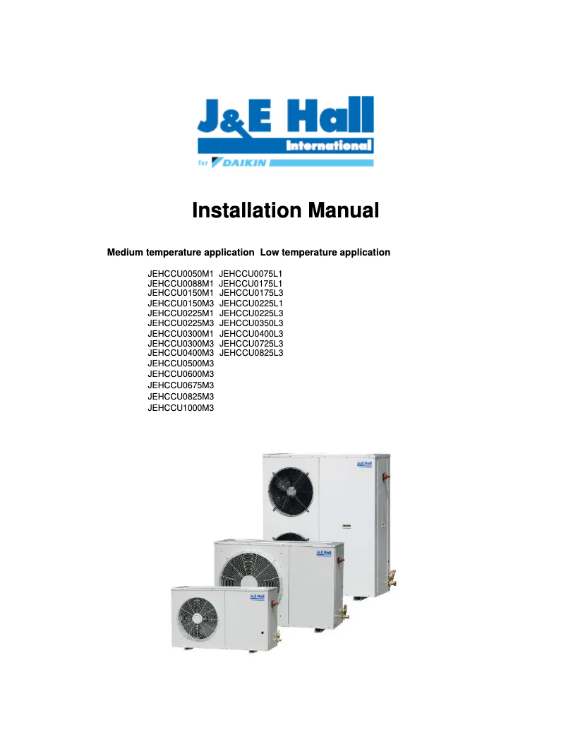 Page 1 de la notice Guide d'installation Daikin JEHCCU0170CM1