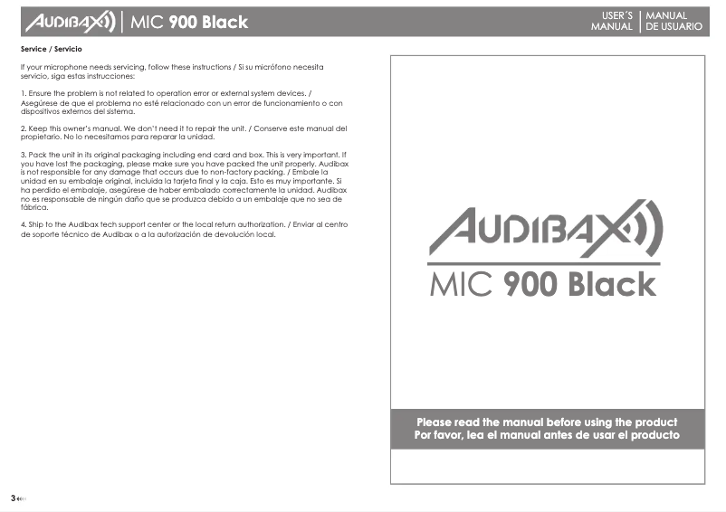 Page 1 de la notice Manuel utilisateur Audibax Mic 900