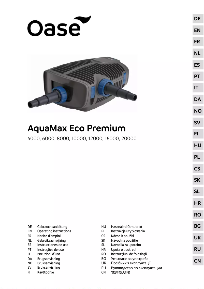 Page n°1 - Manuel utilisateur Oase AquaMax Eco Premium 8000