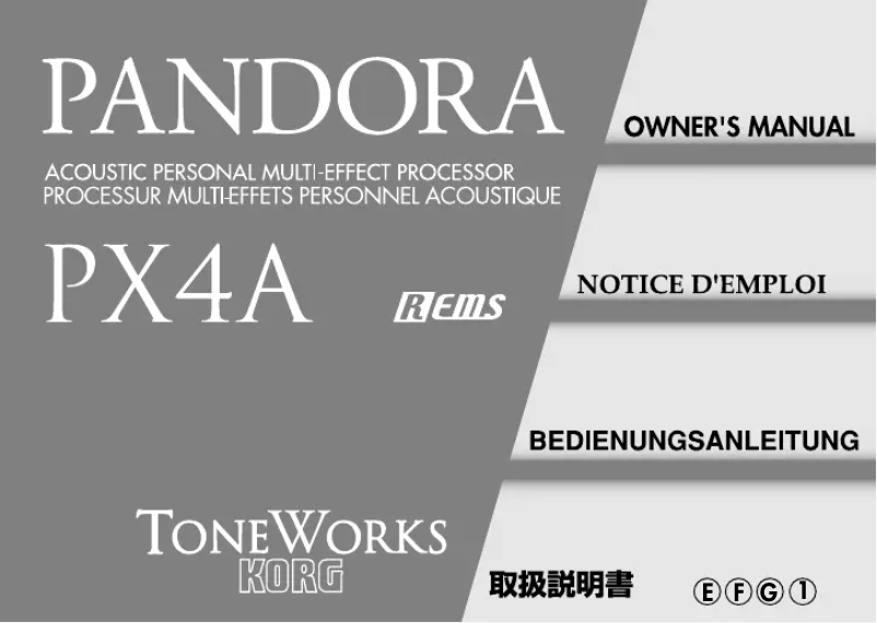Page n°1 - Manuel utilisateur Korg Pandora PX4A