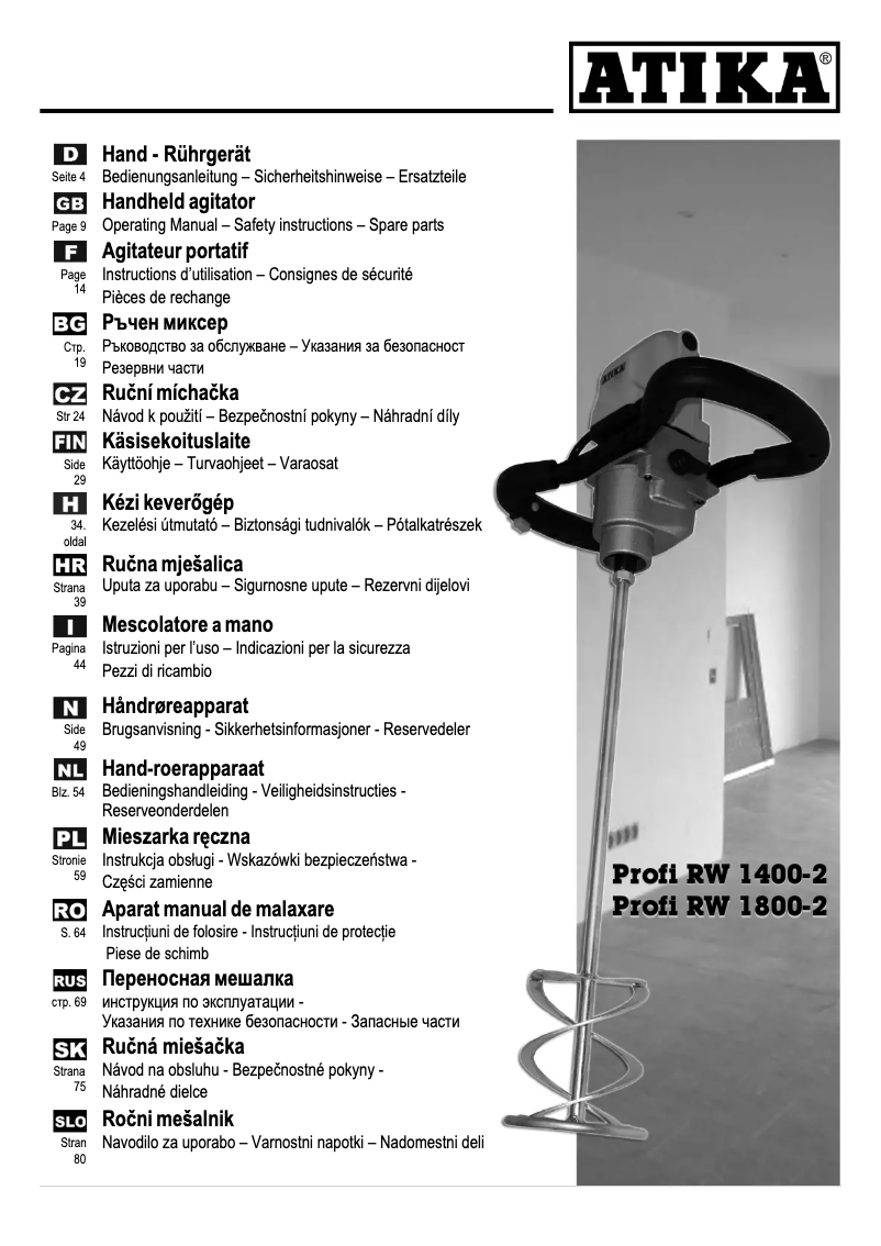 Page 1 de la notice Manuel utilisateur ATIKA Profi RW 1400-2