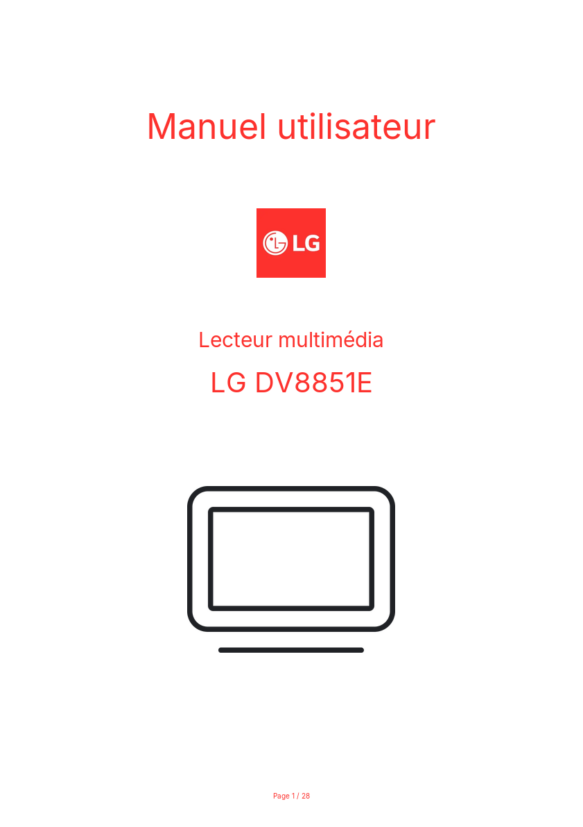 Page n°1 - Manuel utilisateur LG DV8851E