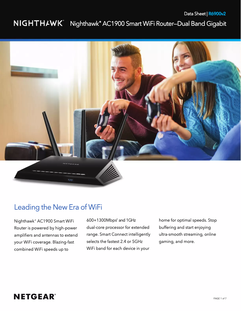 Page 1 de la notice Fiche technique Netgear Nighthawk R6900v2