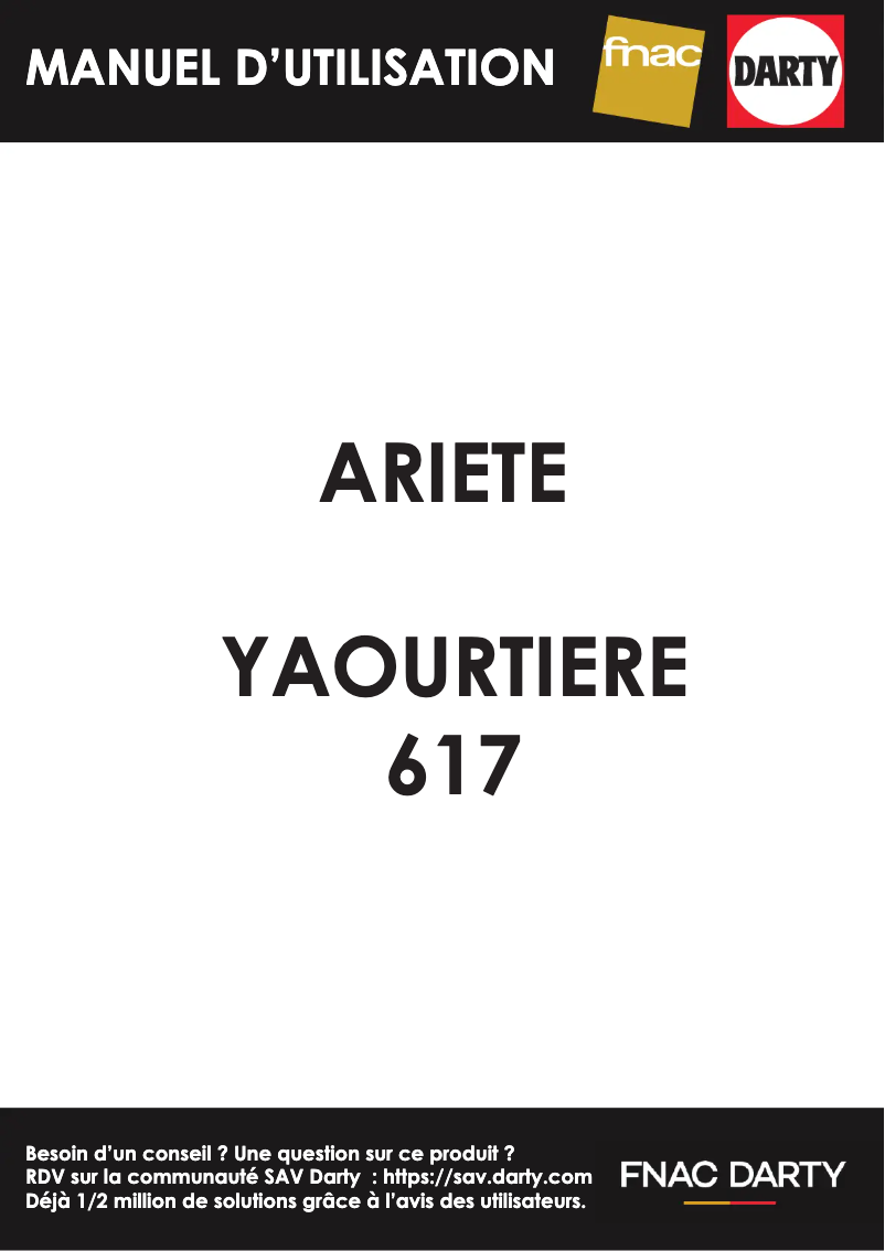 Page n°1 - Manuel utilisateur Ariete Yogurella 617
