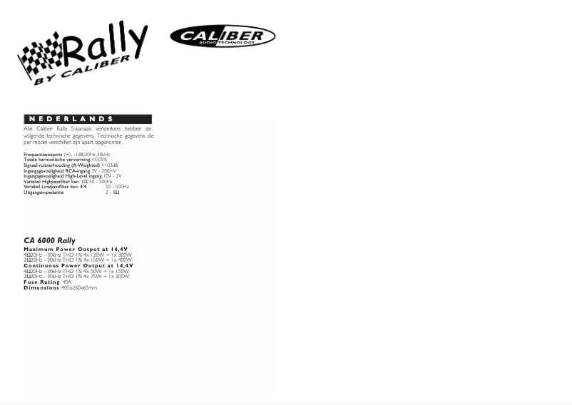 Page n°1 - Manuel utilisateur Caliber CA 6000