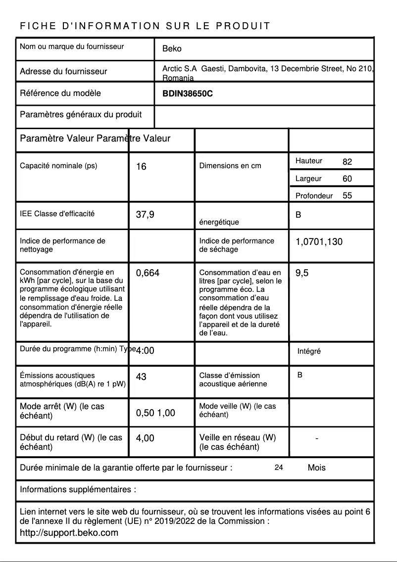 Image de la première page du manuel de l'appareil BDIN38650C