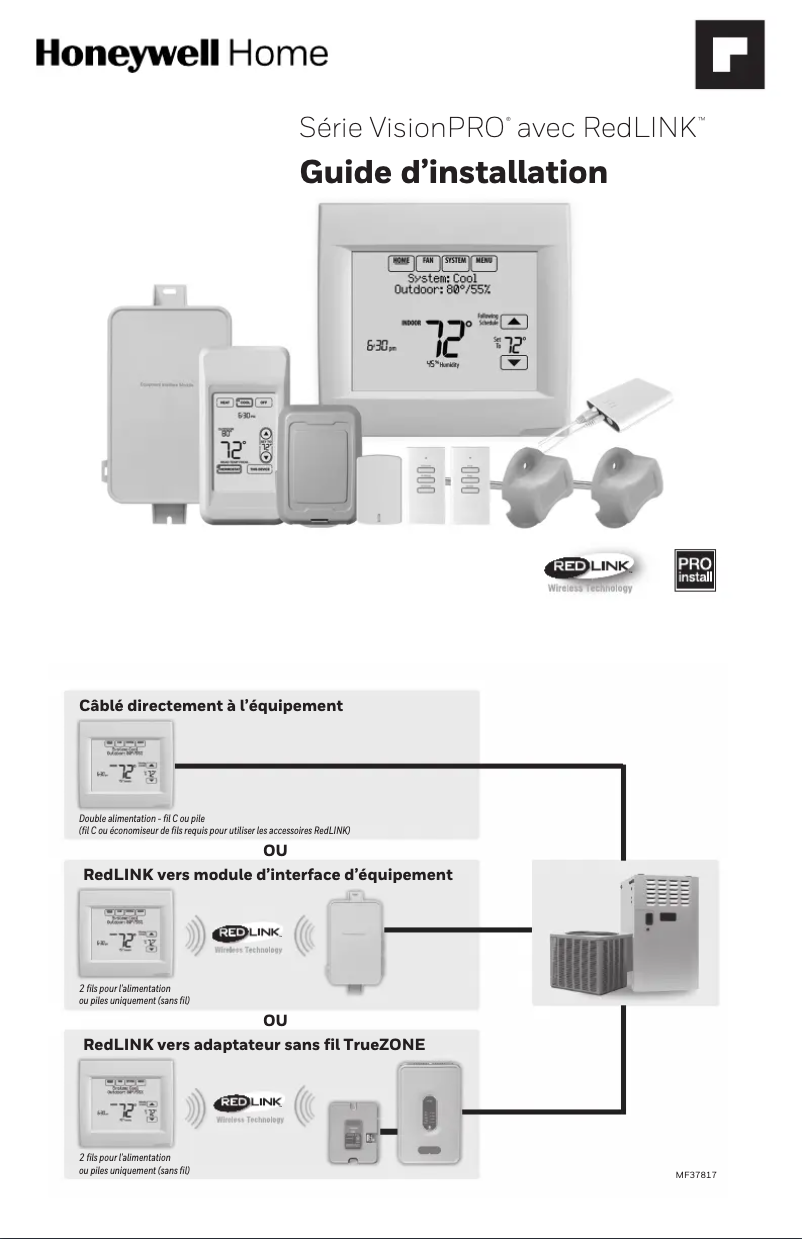 Page n°1 - Guide d'installation Honeywell TH8320R1003/U
