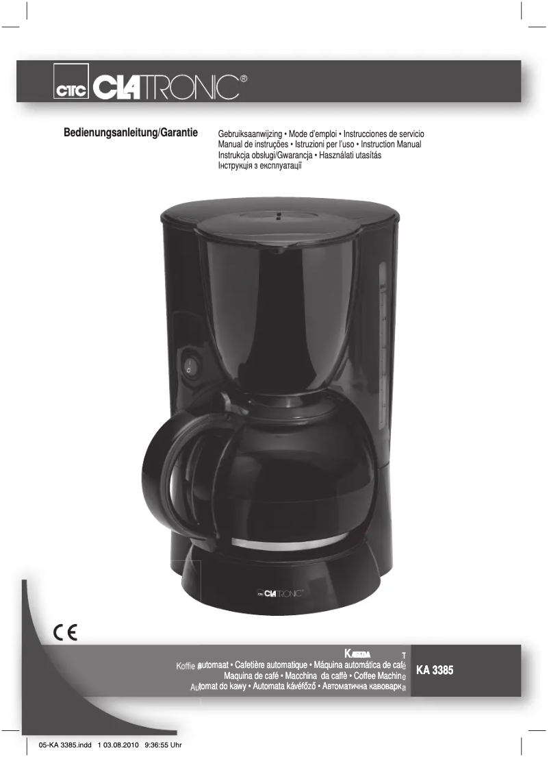 Page 1 de la notice Manuel utilisateur Clatronic KA 3385