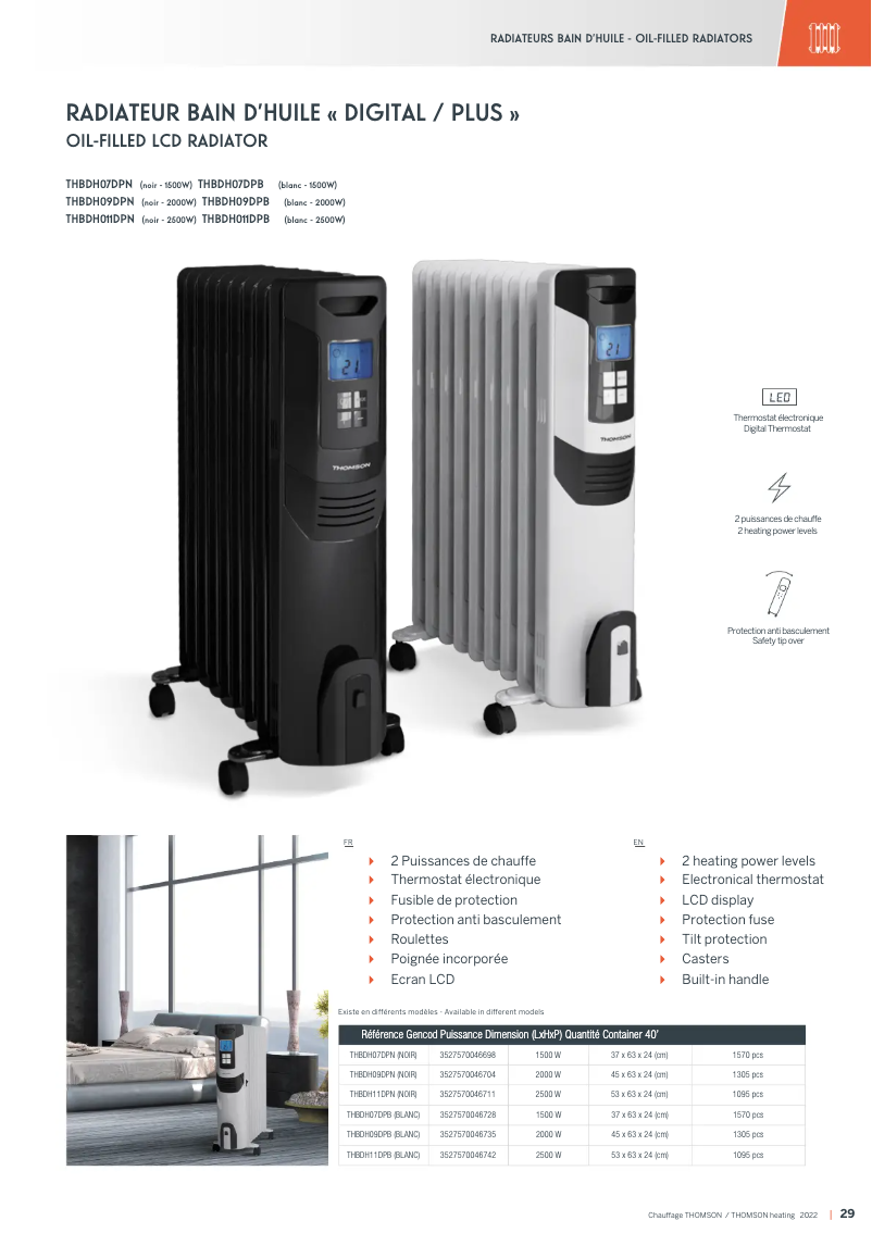 Page 1 de la notice Fiche technique Thomson THBDH07DPN