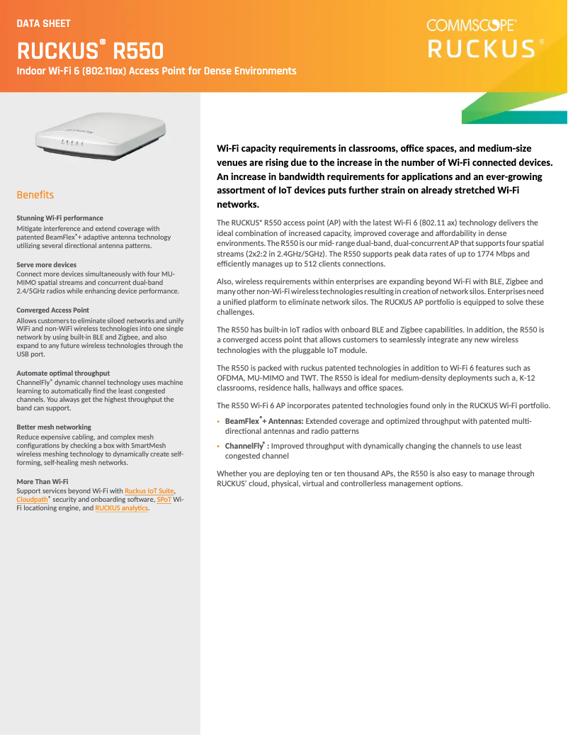 Page n°1 - Manuel utilisateur Ruckus Wireless R550