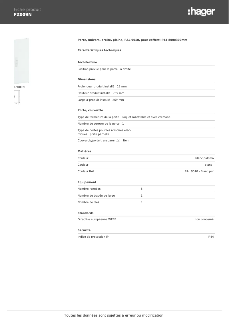 Image de la première page du manuel de l'appareil FZ009N