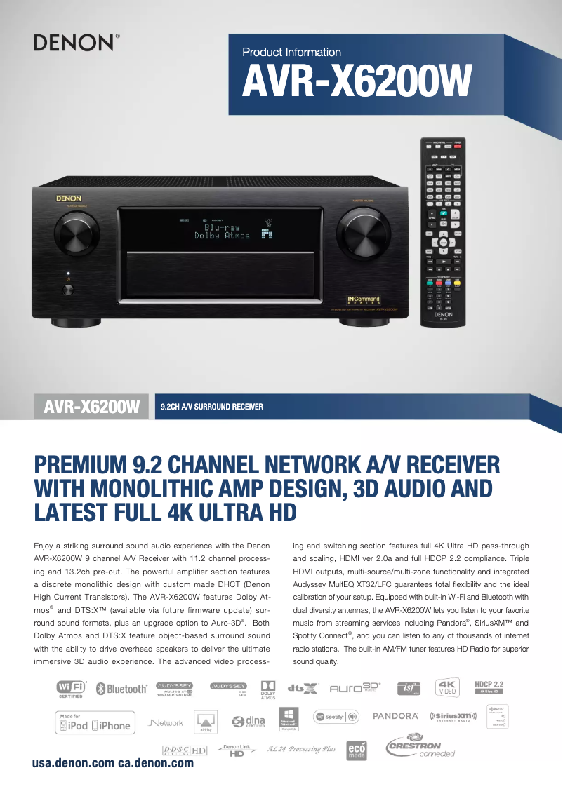 Image de la première page du manuel de l'appareil AVR-X6200W