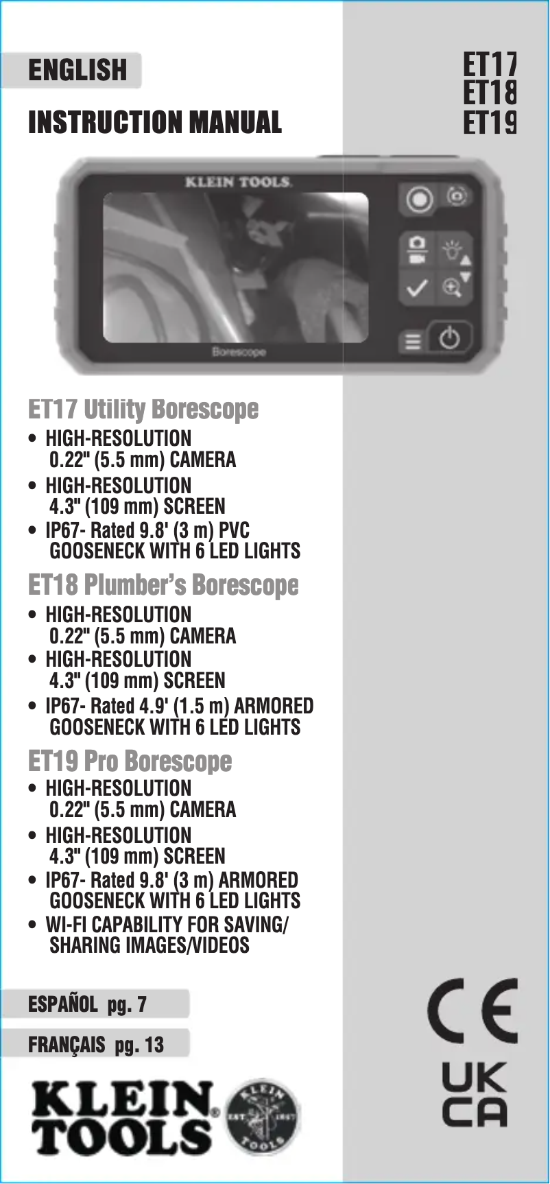 Page 1 de la notice Manuel utilisateur Klein Tools ET18