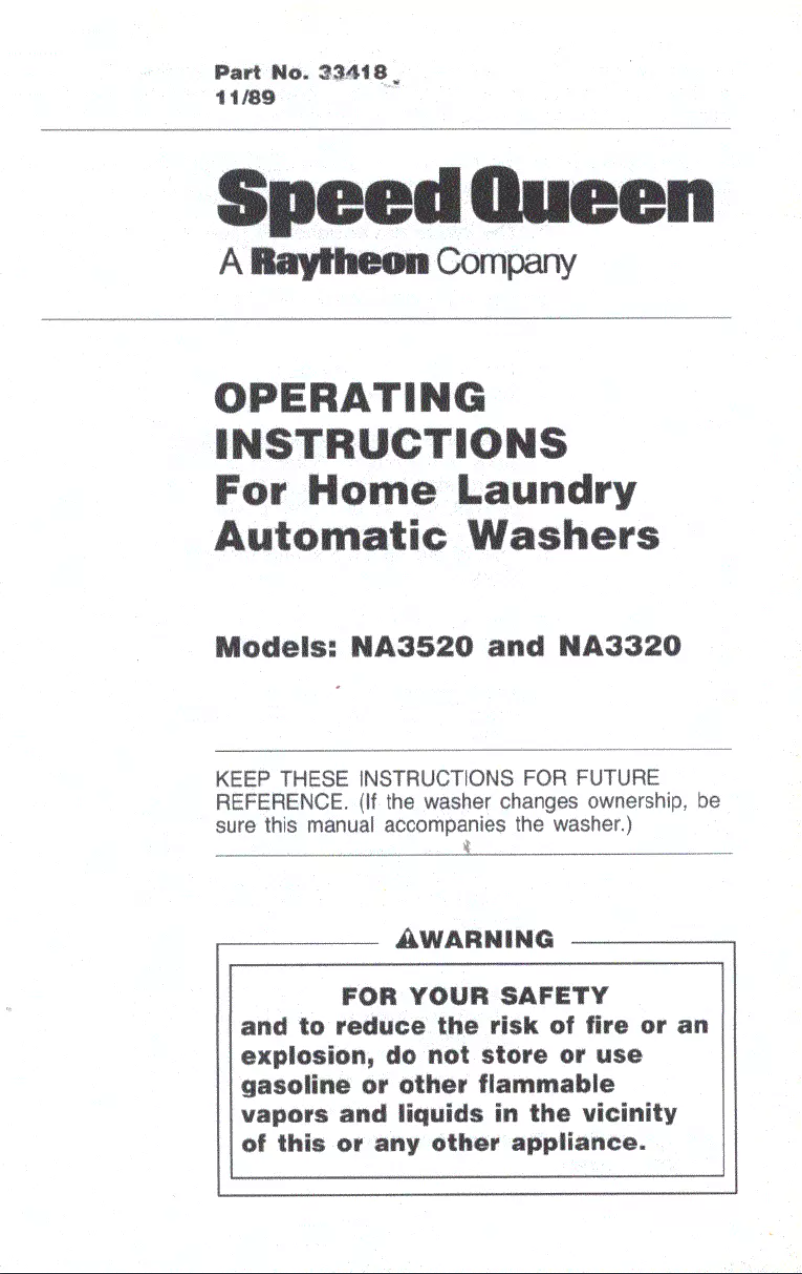 Image de la première page du manuel de l'appareil NA3520W