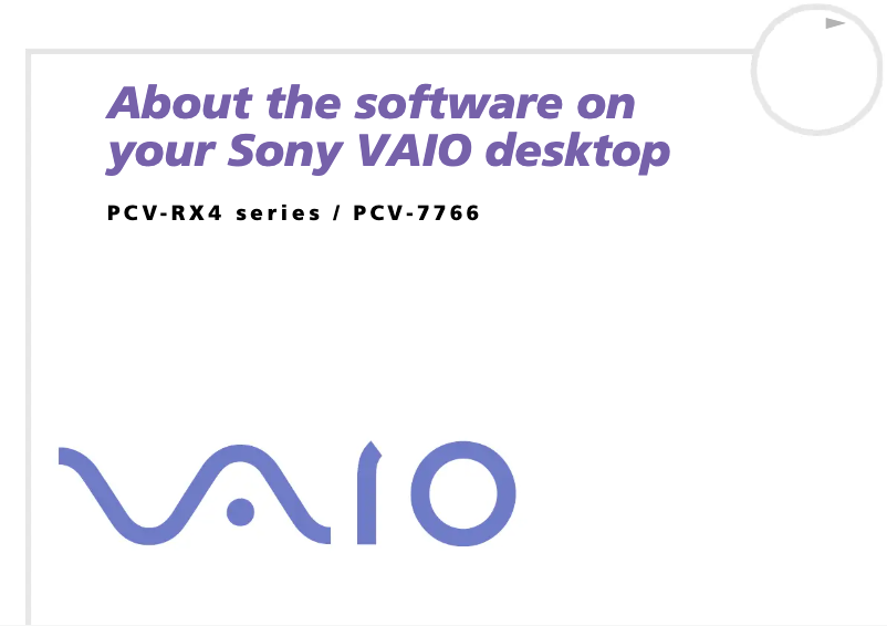 Image de la première page du manuel de l'appareil Vaio PCV-RX401